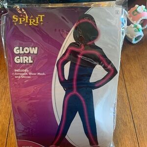 Spirit Glow Girl Jumpsuit Costume - Pink and Black Child Size 12-14 TESTED